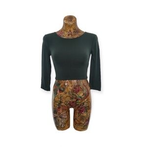 Forever 21 green crop top cross design open back small